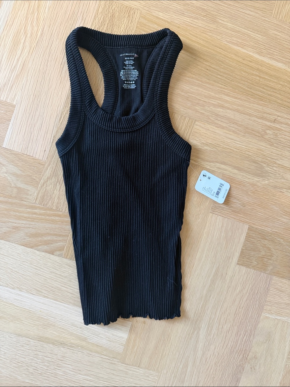 Slim Ribbed Racerback Tank Top - Black